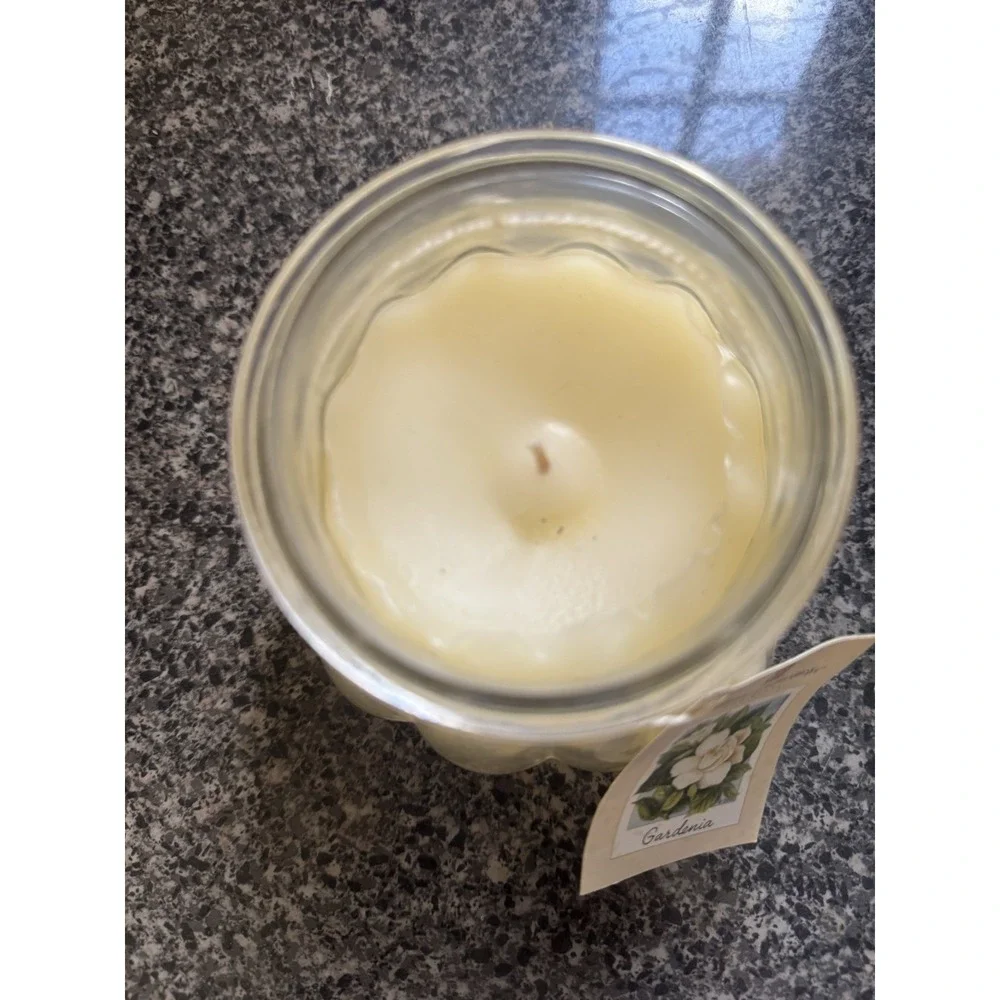 Home Interiors Gardenia Flower Scented Candle 17 oz Jar Retired Fragrance No Lid